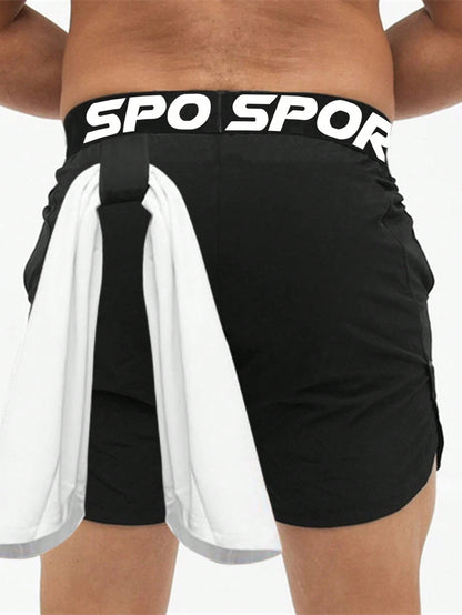 Manfinity Athleisure Boyfriend Style Men Letter Jacquard Tape Sports Shorts School