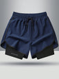 Boyfriend Style Men Summer Drawstring Waist 2 In 1 Fashionable Casual Sports Shorts