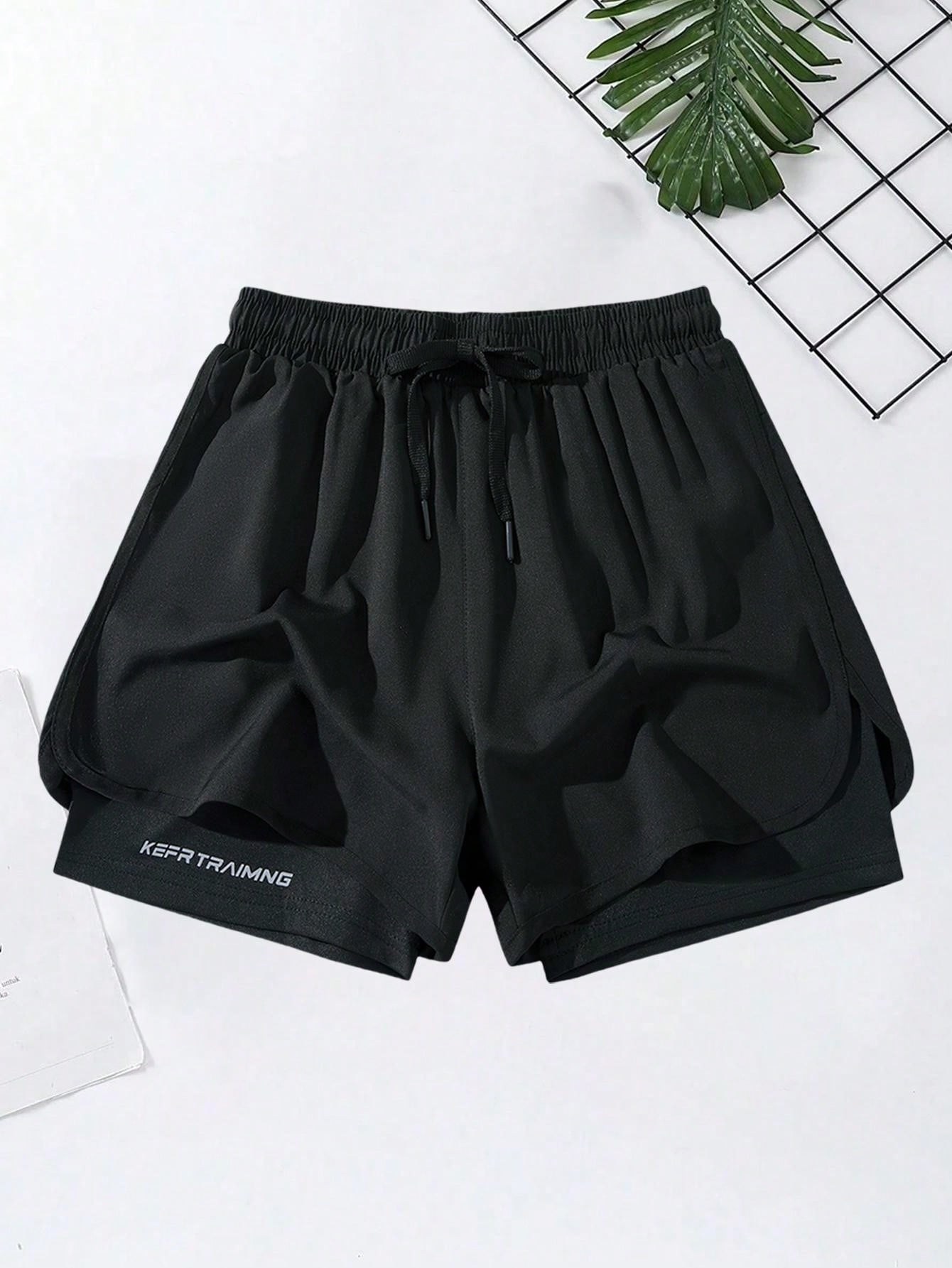 3pcs/Set Boyfriend Style Men's Quick-Drying Sports Shorts, Running Training Fitness Shorts (2-In-1 Design) For Summer