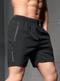 Manfinity Sport Polished Boyfriend Style Men's Drawstring Waist Sports Shorts With Zipper Pockets Gym Shorts