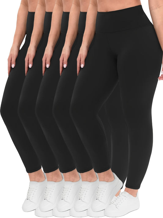 5-Pack Plus Size High-Waisted Yoga Leggings for Women, Super Soft, Tummy Control, Non-See-Through, Stretchy Pants for Workout, Running, and Cycling For Spring & Autumn